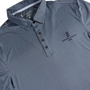 7Diamonds Ritz Carlton Naples Polo Mens L Blue Geometric Performance Golf Shirt